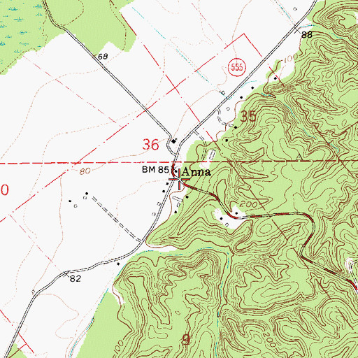 Topographic Map of Anna, MS