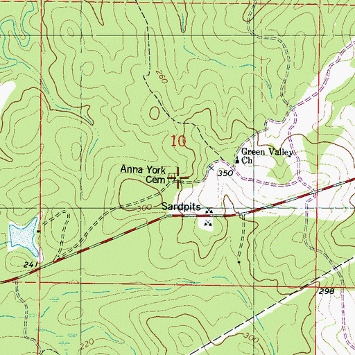Topographic Map of Anna York Cemetery, MS