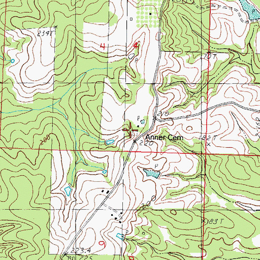Topographic Map of Anner Cemetery, MS