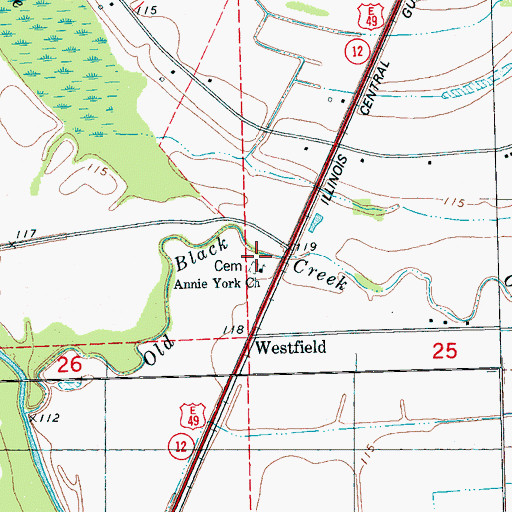 Topographic Map of Annie York Church, MS
