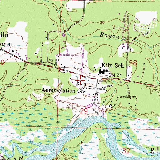 Topographic Map of Annunciation Catholic Church, MS