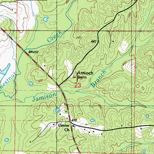 Topographic Map of Antioch Cemetery, MS