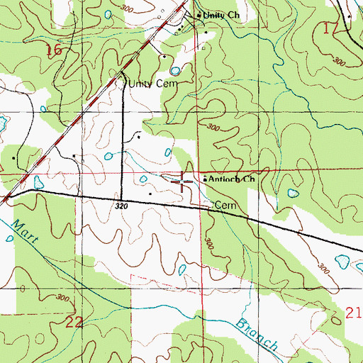 Topographic Map of Antioch Church, MS
