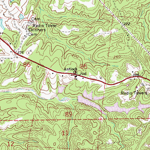 Topographic Map of Antioch Baptist Church, MS