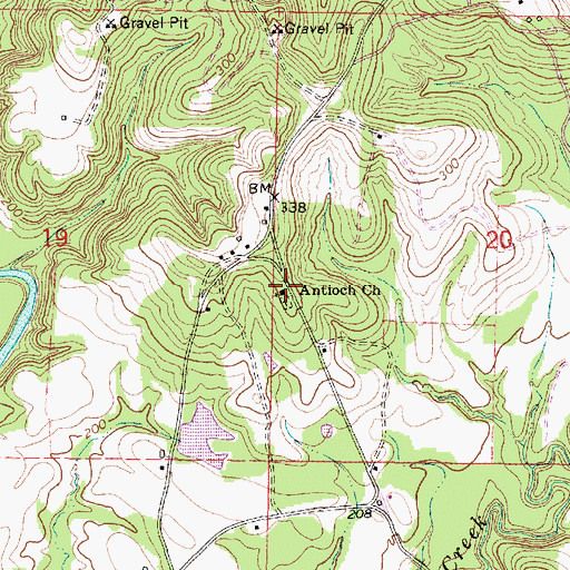 Topographic Map of Antioch Church, MS