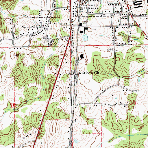 Topographic Map of Antioch Missionary Baptist Church, MS