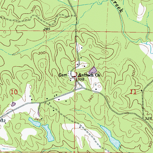 Topographic Map of Antioch Church, MS