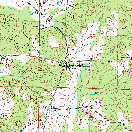 Topographic Map of Antioch Church, MS