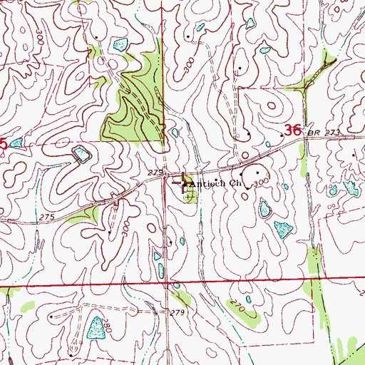 Topographic Map of Antioch Church, MS