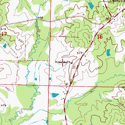Topographic Map of Antioch Church, MS
