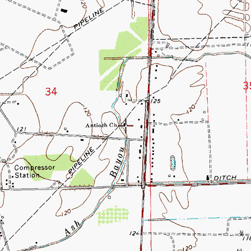 Topographic Map of Antioch Church, MS