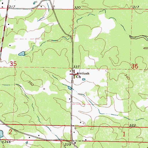Topographic Map of Antioch Church, MS