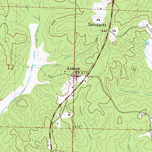 Topographic Map of Antioch Church, MS