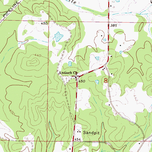 Topographic Map of Antioch Church, MS