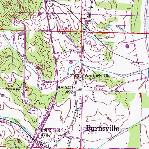 Topographic Map of Antioch Church, MS