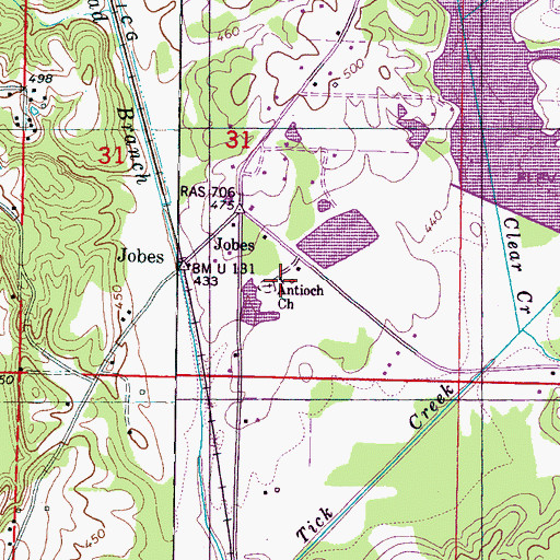 Topographic Map of Antioch Church, MS