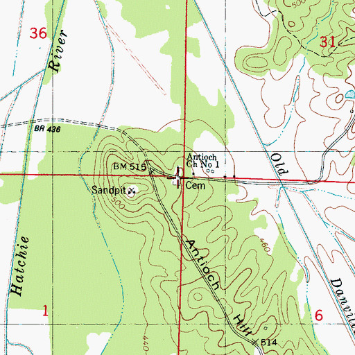 Topographic Map of Antioch Church Number 1, MS