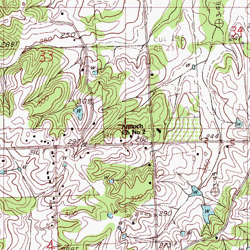 Topographic Map of Antioch Church Number 2, MS