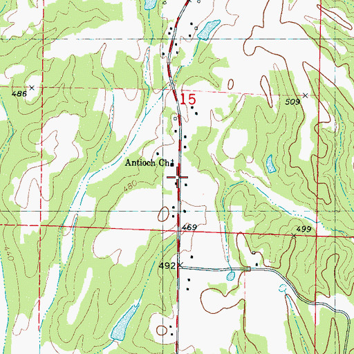 Topographic Map of Antioch School, MS