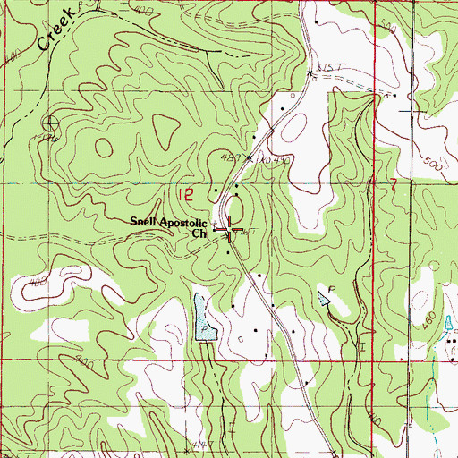 Topographic Map of Snell Apostolic Church, MS