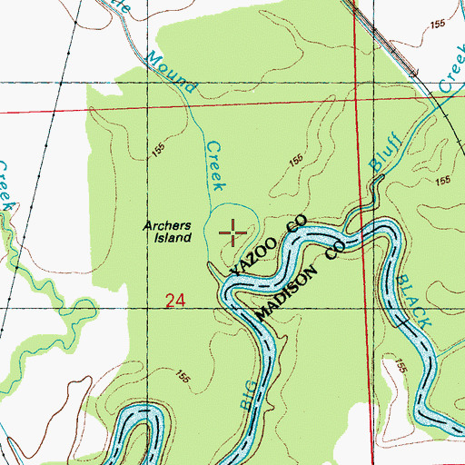 Topographic Map of Archers Island, MS