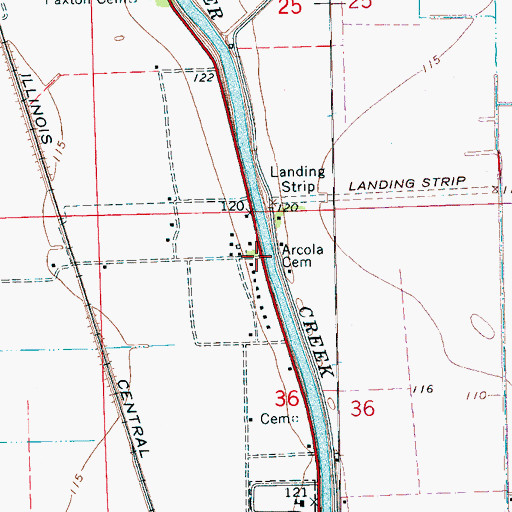 Topographic Map of Arcola Cemetery, MS