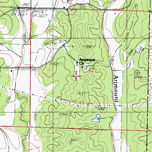 Topographic Map of Arimount Cemetery, MS