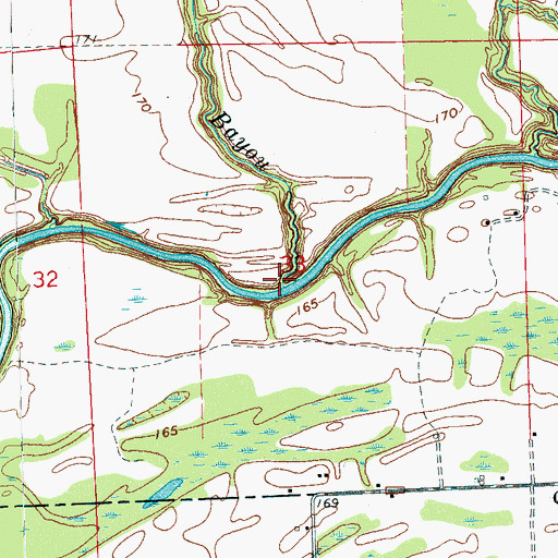 Topographic Map of Ark Bayou, MS
