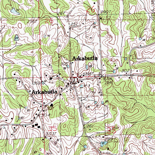 Topographic Map of Arkabutla, MS