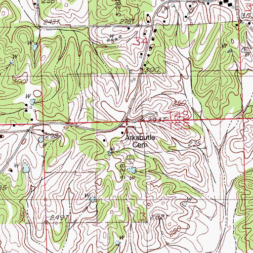 Topographic Map of Arkabutla Cemetery, MS