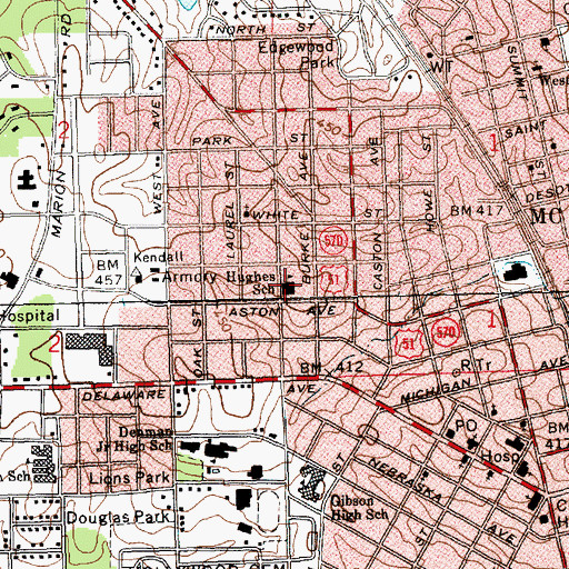 Topographic Map of Armory Hughes School, MS