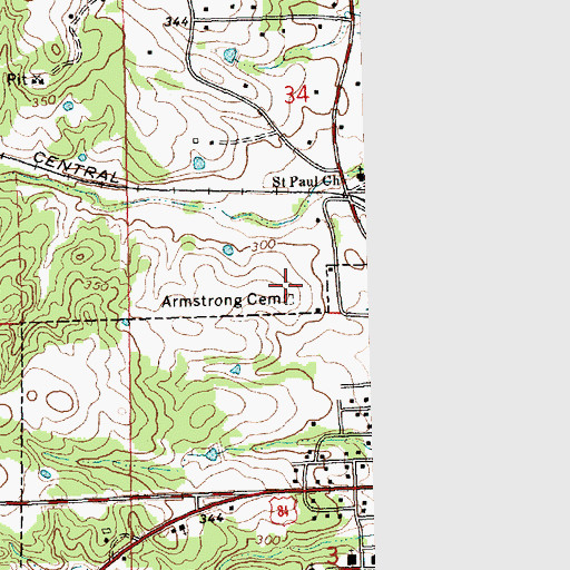 Topographic Map of Armstrong Cemetery, MS
