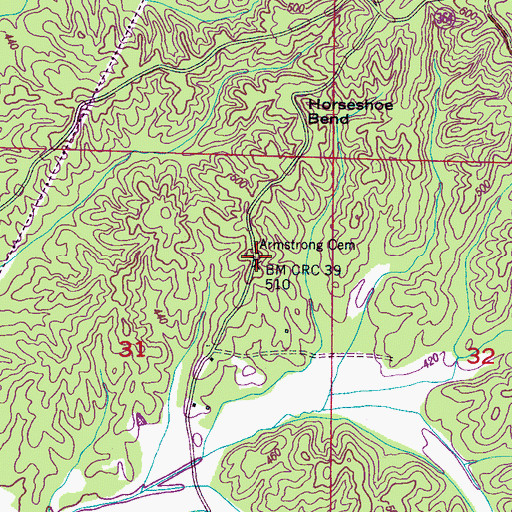Topographic Map of Armstrong Cemetery, MS