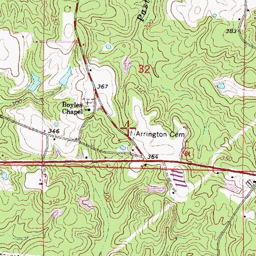 Topographic Map of Arrington Cemetery, MS