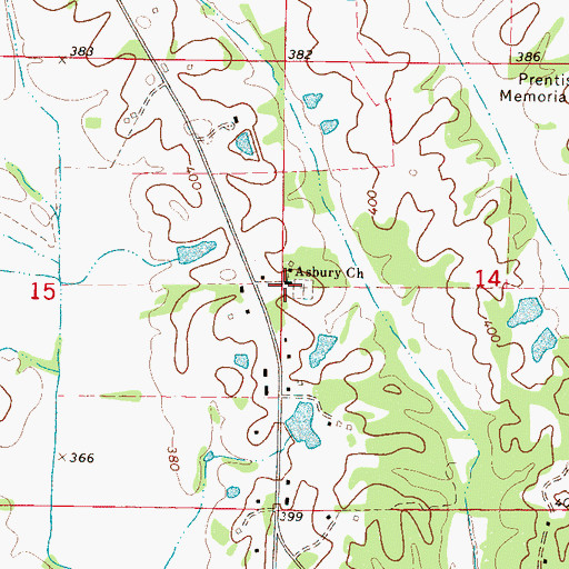 Topographic Map of Asbury Church, MS