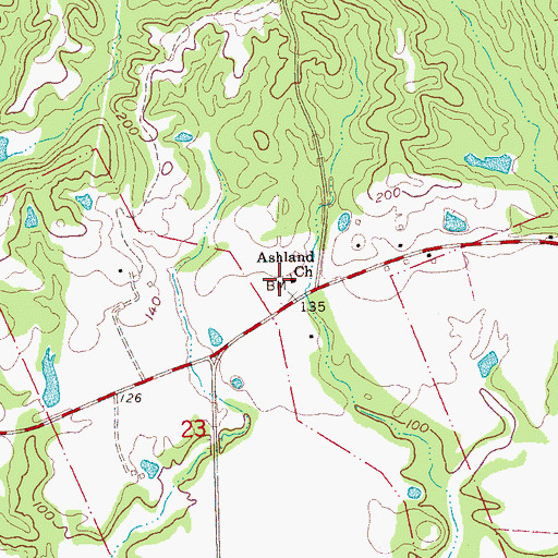 Topographic Map of Ashland Baptist Church, MS
