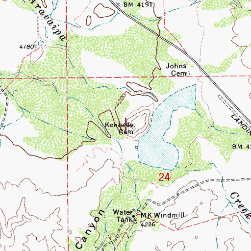 Topographic Map of Kennedy Cemetery, AZ