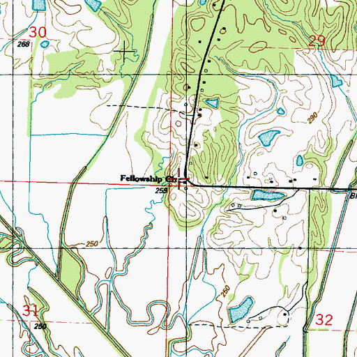 Topographic Map of Fellowship Baptist Church, MS