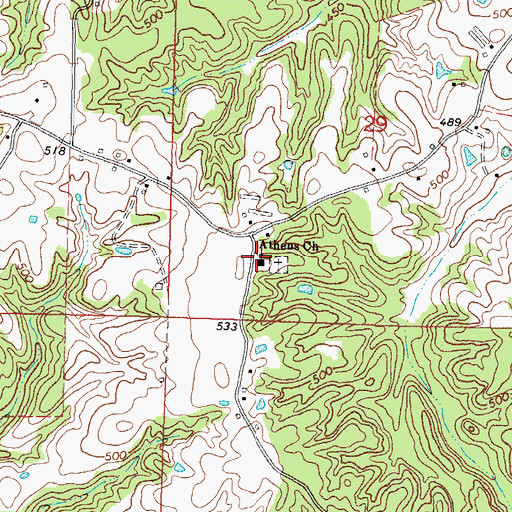 Topographic Map of Athens Church, MS
