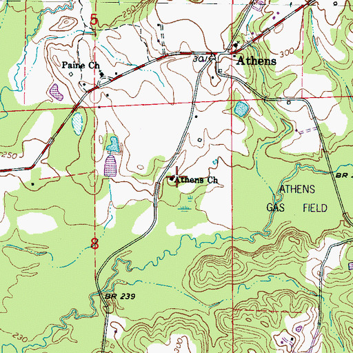 Topographic Map of Athens Independent Methodist Church, MS