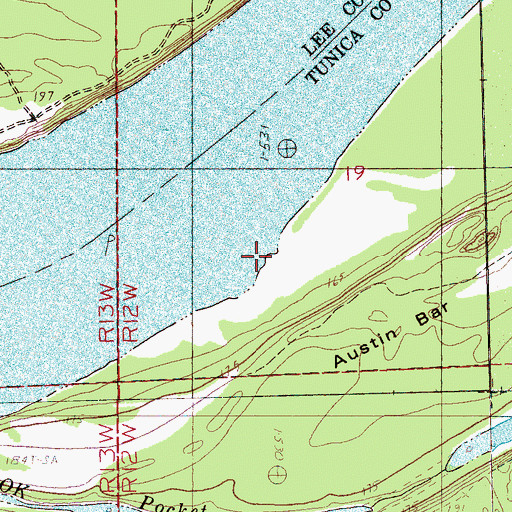 Topographic Map of Austin Bar, MS