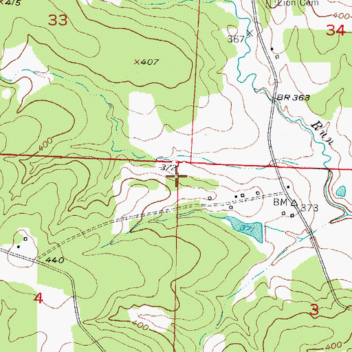 Topographic Map of Township of Mine Creek, AR