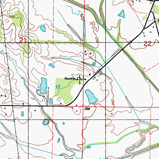 Topographic Map of Austin School, MS