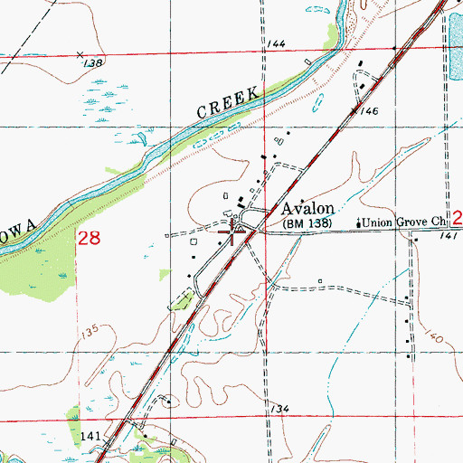 Topographic Map of Avalon, MS