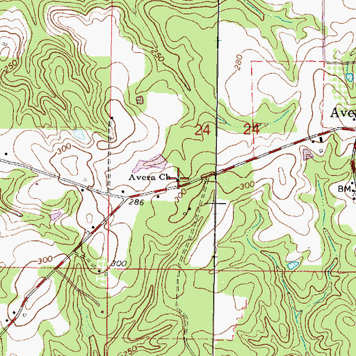 Topographic Map of Avera Church, MS