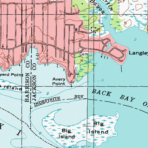 Topographic Map of Avery Point, MS