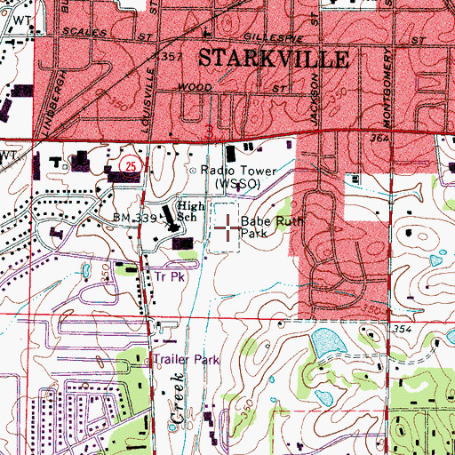 Topographic Map of Babe Ruth Park, MS
