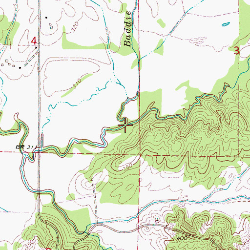 Topographic Map of Baddie Creek, MS