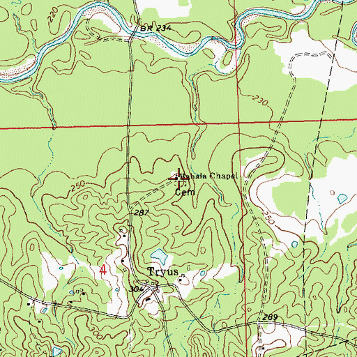 Topographic Map of Bahala Chapel, MS