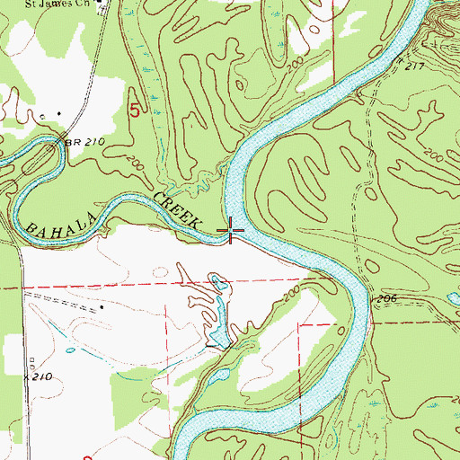 Topographic Map of Bahala Creek, MS
